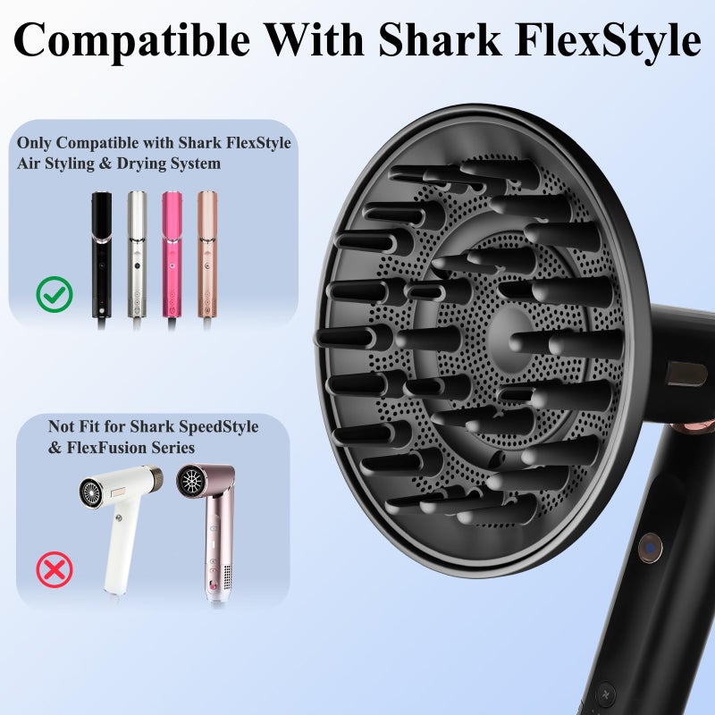 Chivixe Large Diffuser Attachment Compatible With Shark Flexstyle, Upgraded Bigger Diffuser Nozzle For Dryer Faster And Define Wavy, Curly, Coily Hair, Black - Image 3